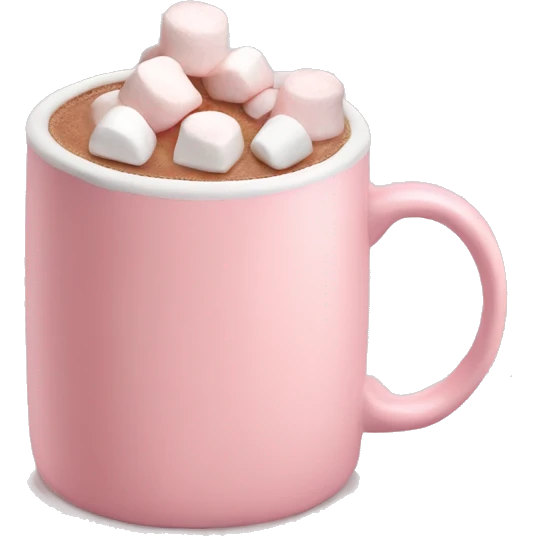 Light Pink mug of hot chocolate with marshmallows  emoji