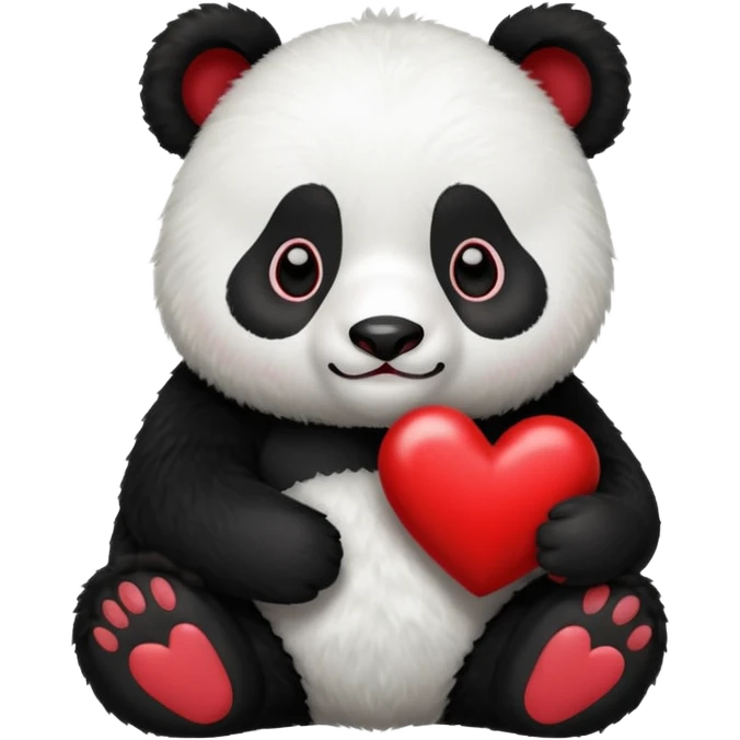 panda with  dark red heart  emoji