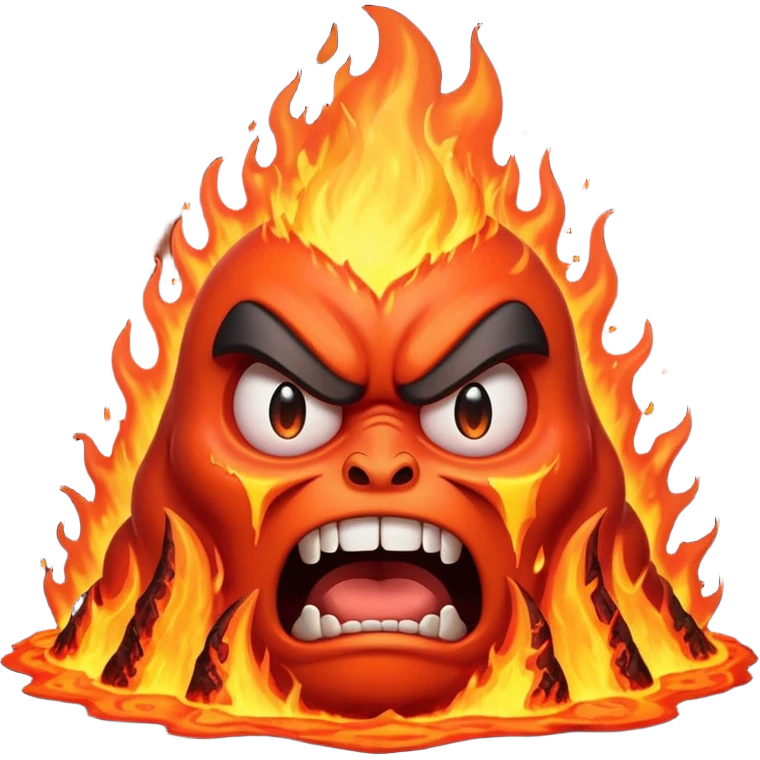 can i have an image of an angry volcano erupting with an angry fave emoji