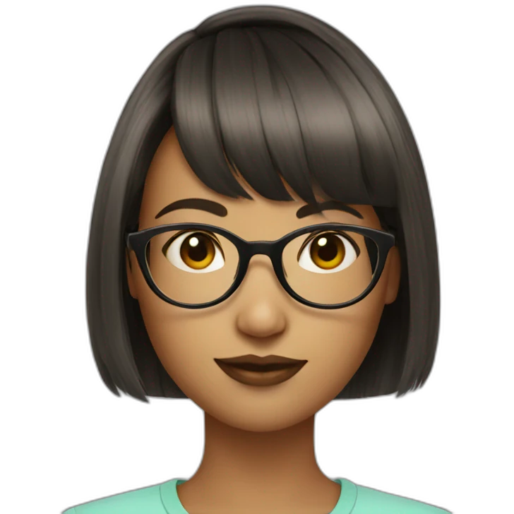 girl short haircut with bangs in glasses emoji