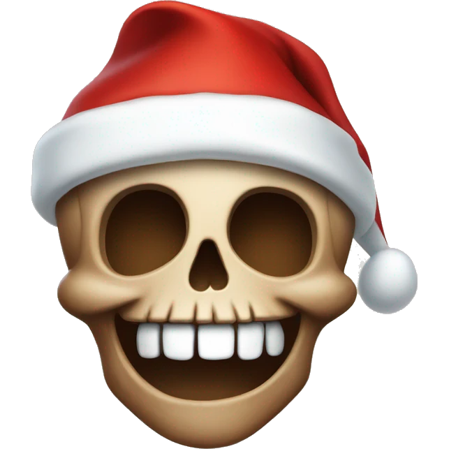 Happy Brown skull with Santa hat emoji