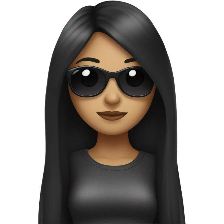 Girl with black long hair & sunglasses  emoji