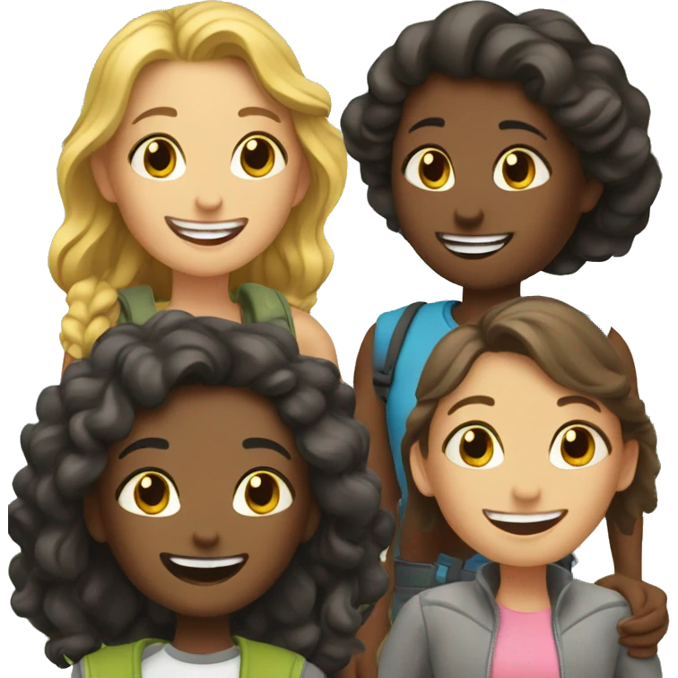 happy girls outdoors together emoji