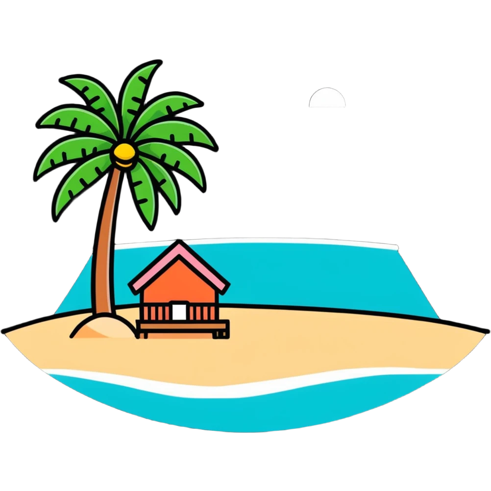 island paradise with beach and ocean emoji