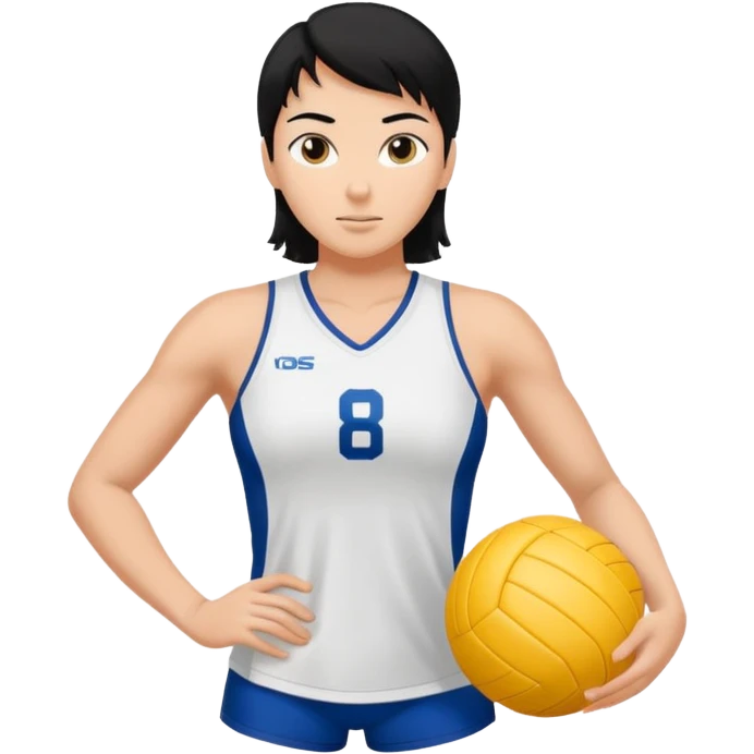 Uma atleta de voleibol branca de cabelo preto, esperando a bola  emoji