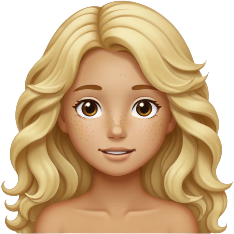 Tan blonde girl long hair freckles  emoji