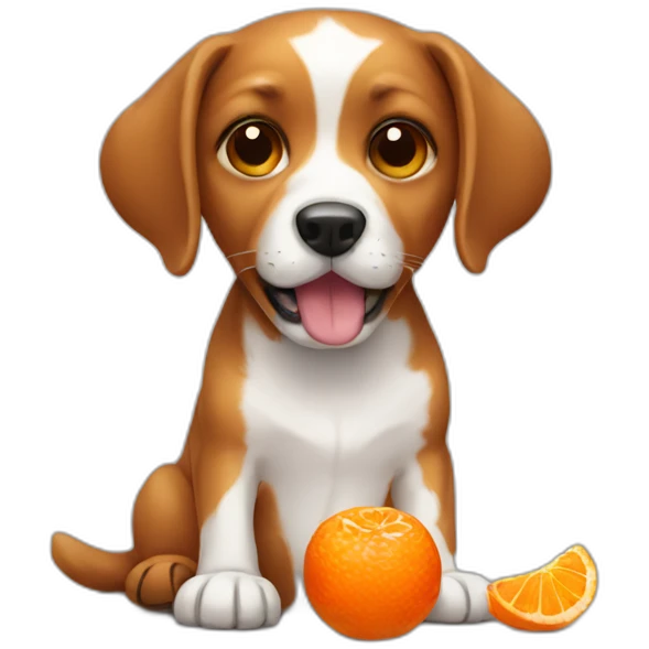 Dog eating tangerine  emoji