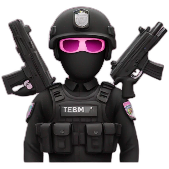 Black Uniform - Anti-Terrorism Police - Pink Gun emoji