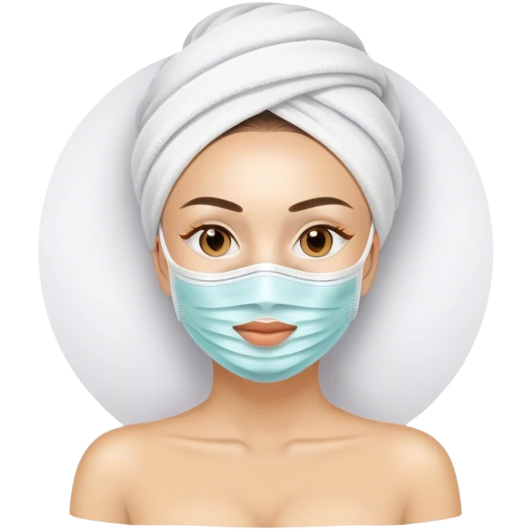 Lady with face mask spa beauty full face relaxing emoji