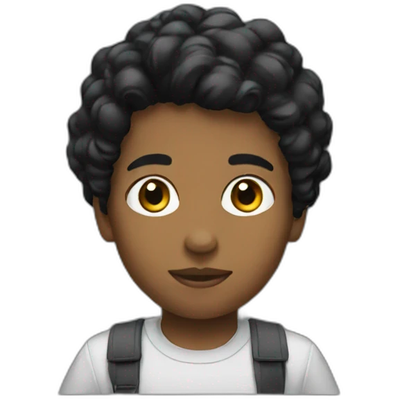 Young journalist black hair emoji