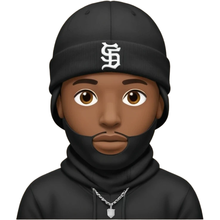 rapper khăn trùm mặt full đen có mũ len hãng MLB
 emoji