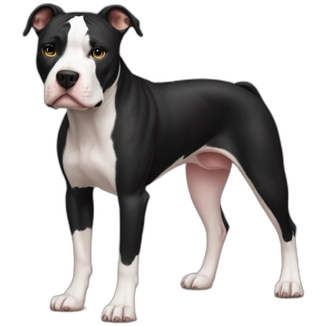 Black and white pitbull with limping right back leg emoji