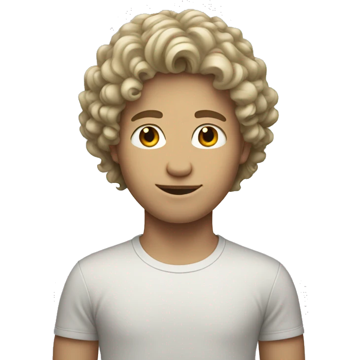 White boy with medium length curly hair emoji