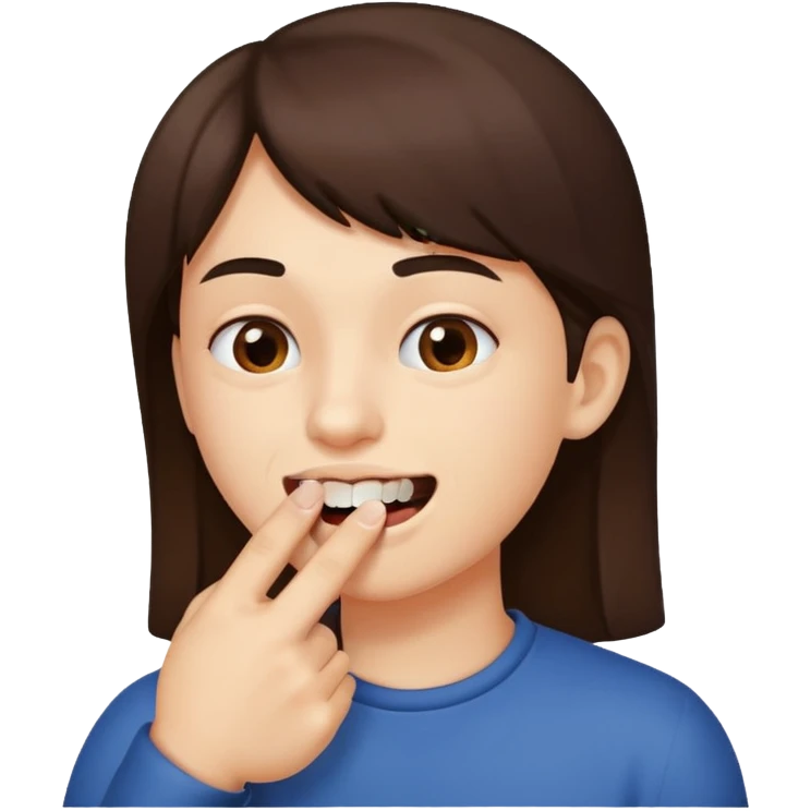 Persona mordiendose el dedo de lado emoji