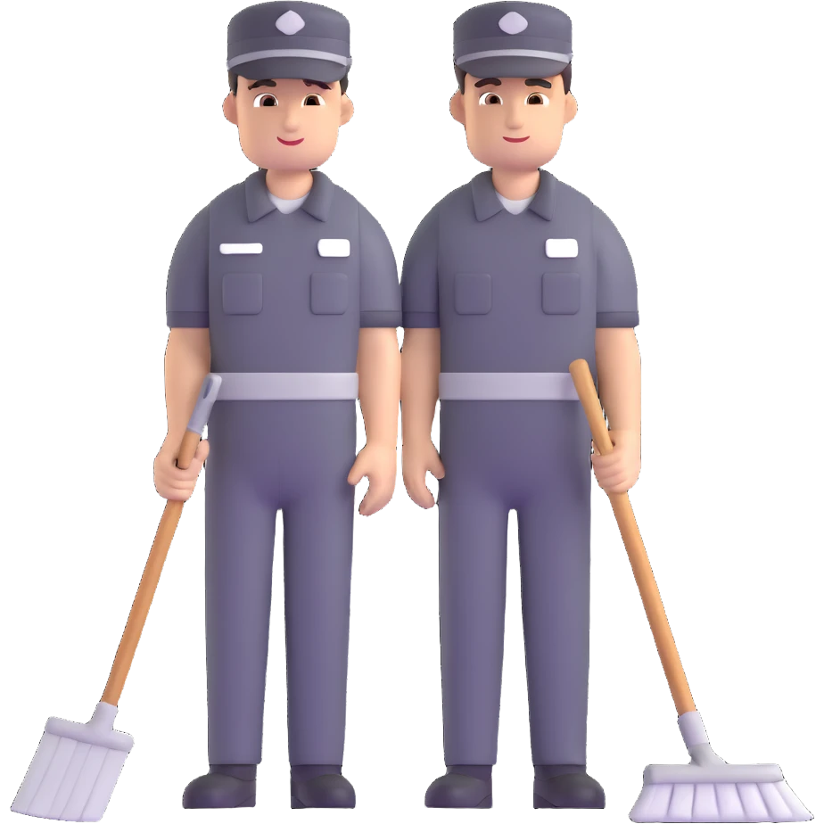 janitor wearing dark-grey custodian uniform emoji