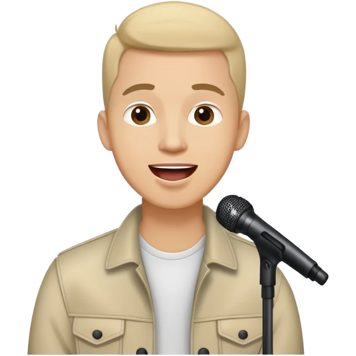 Happy Rock Pop Music Male Singer in his 30s dressed with trendy style emoji