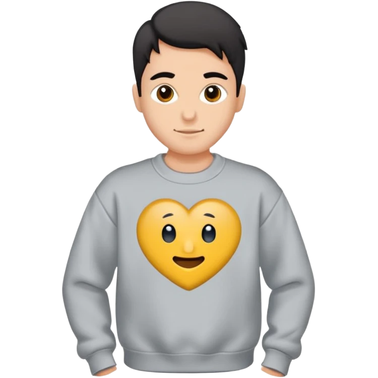 Saçı uzun ve arkadan bağlı, beyaz tenli, sakallı 24 yaşlarında, üzerinde gri  sweat olan bir erkek çiz emoji