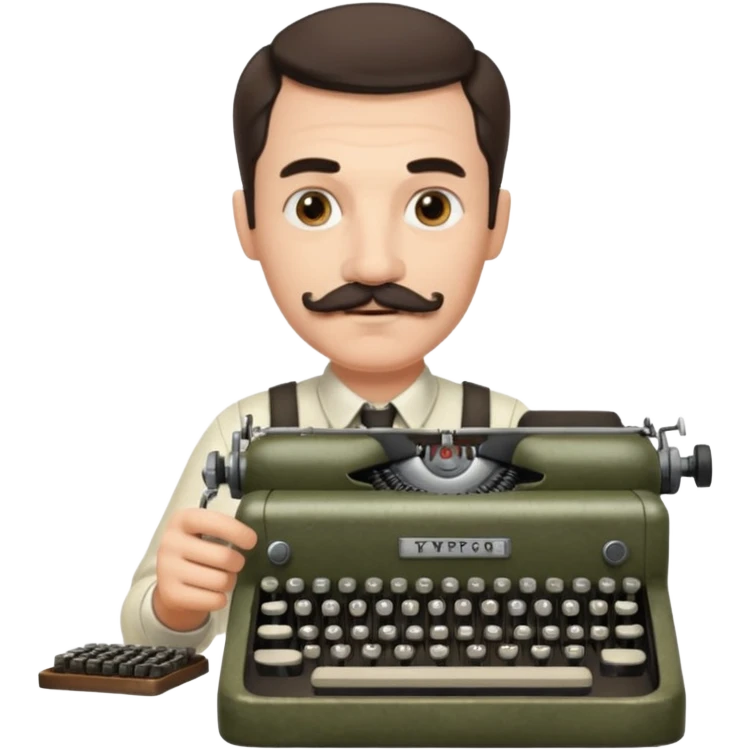 moustache man with vintage typewriter emoji