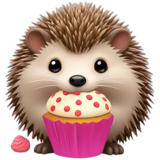 Hedgehog with cupcake emoji