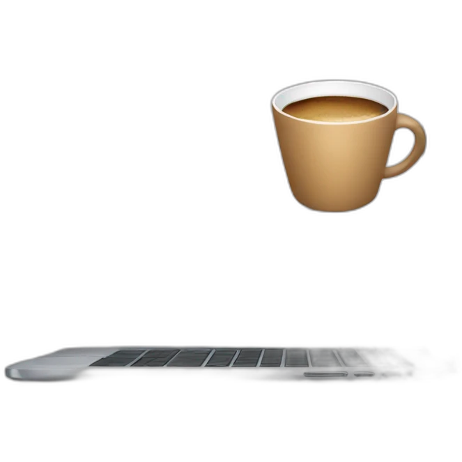 Laptop with coffee cup emoji