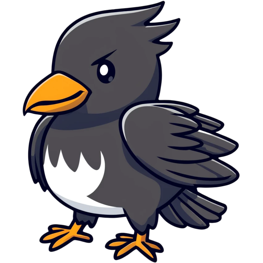 crow with black wings and white breast emoji