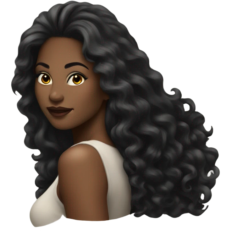 stunning curvy black woman, nice makeup black long hair emoji