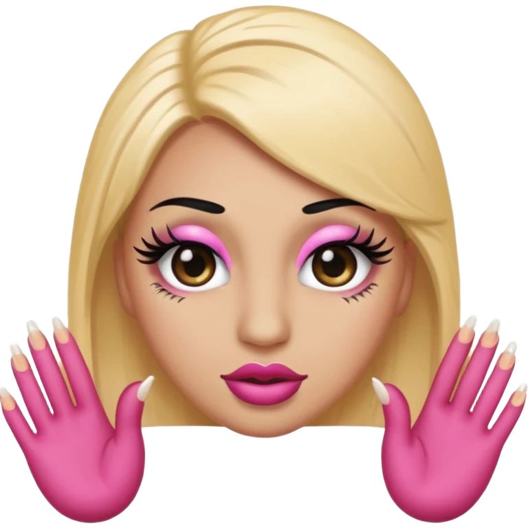 Je veux un emoji classique mais avec des faux cils des faux ongles et avec des seins et des fesses qui fasse une pose de baddie  emoji