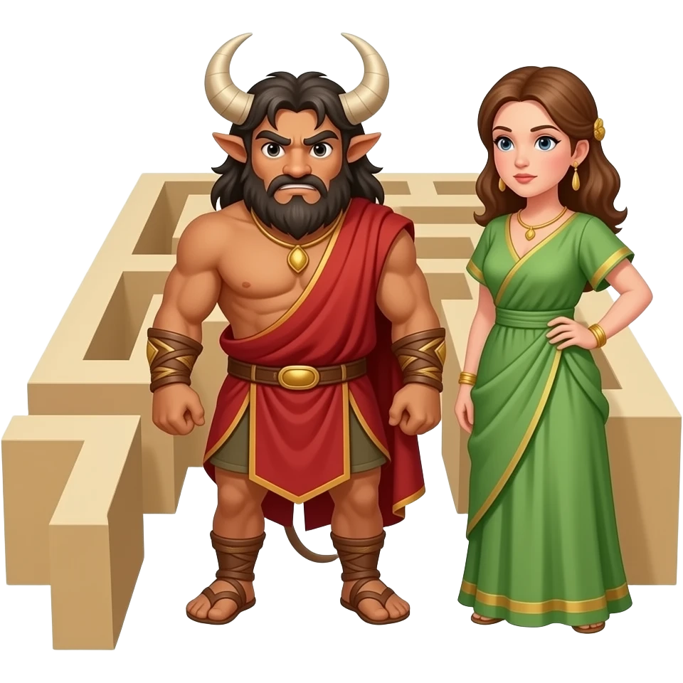 The Minotaur publicly accuses his mother in the middle of the labyrinth emoji