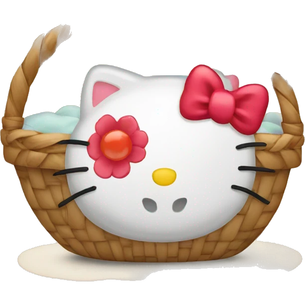 Basket with hello kitty emoji