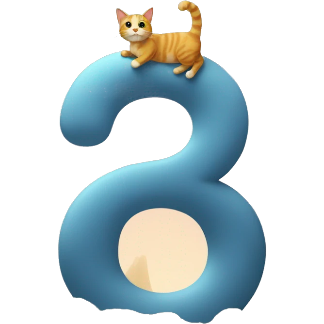 cat climbing on top of a giant number 7 emoji