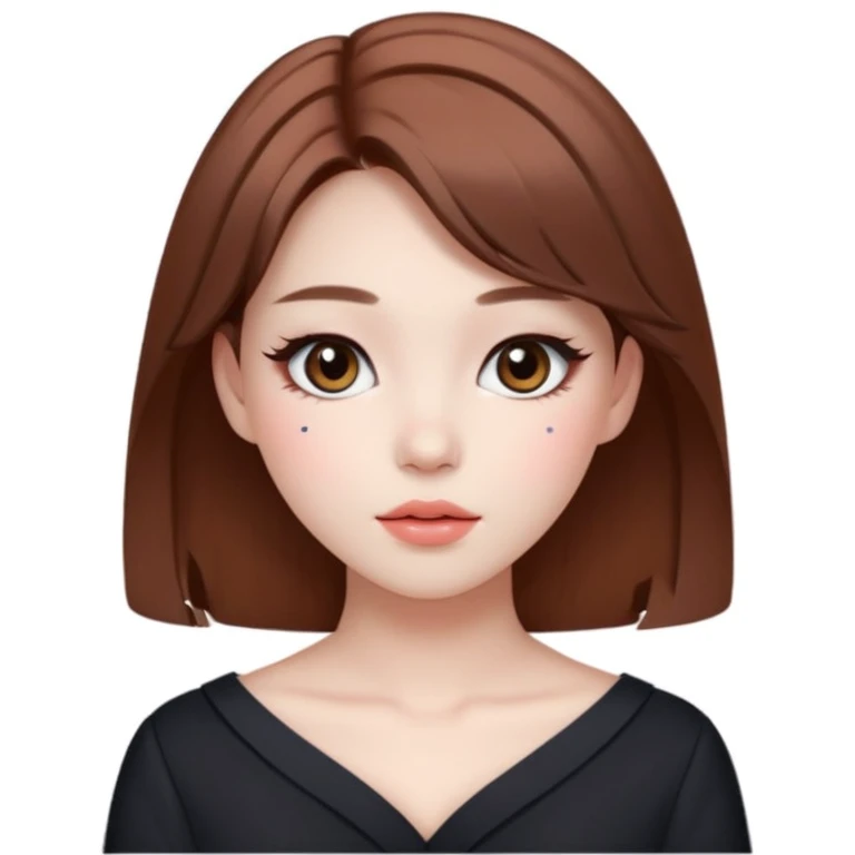 Pale girl with brown hair and Korean makeup and coquette clothing emoji