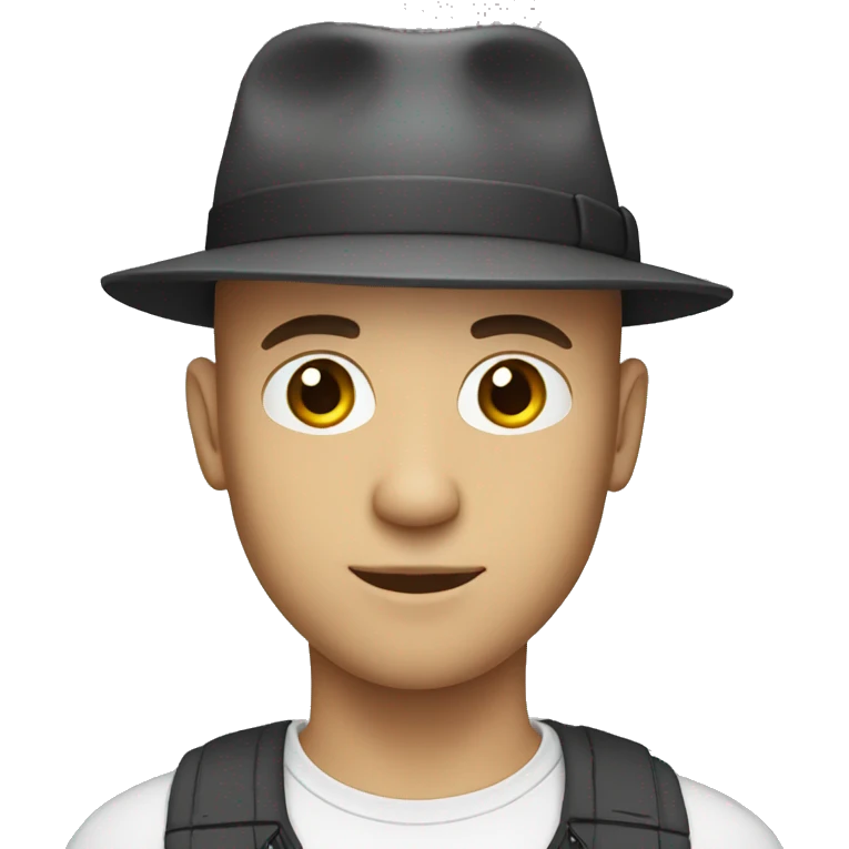 bald dark haired guy in a hat emoji