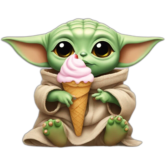 Baby yoda eating an ice cream emoji