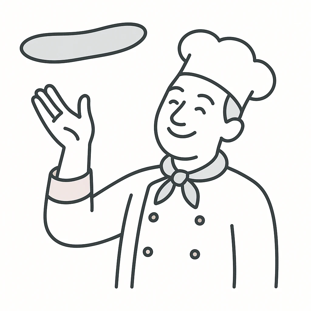 smiling Italian chef spinning pizza dough emoji