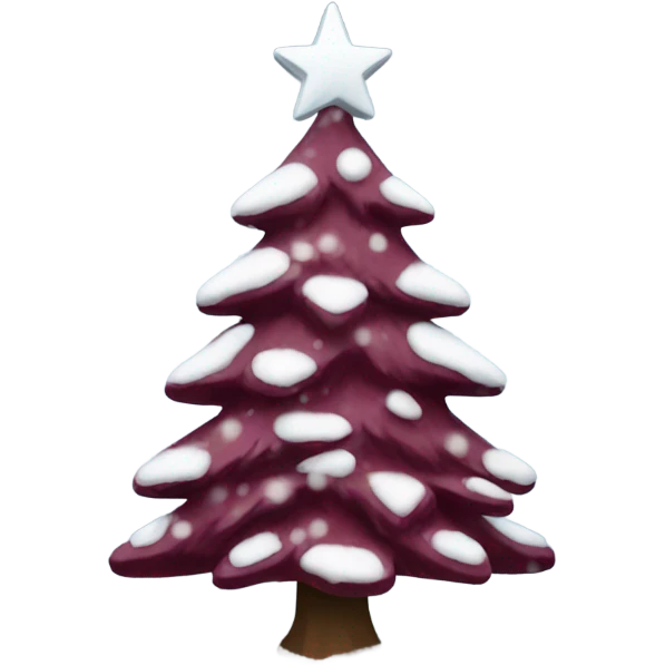 Snowy burgundy Christmas tree emoji