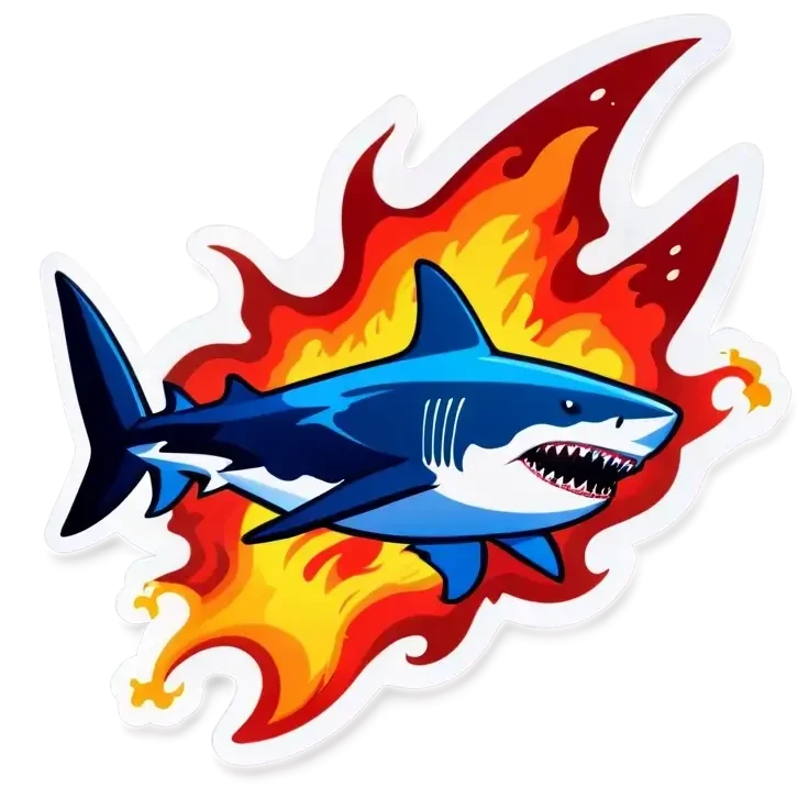shark exploding on fire emoji