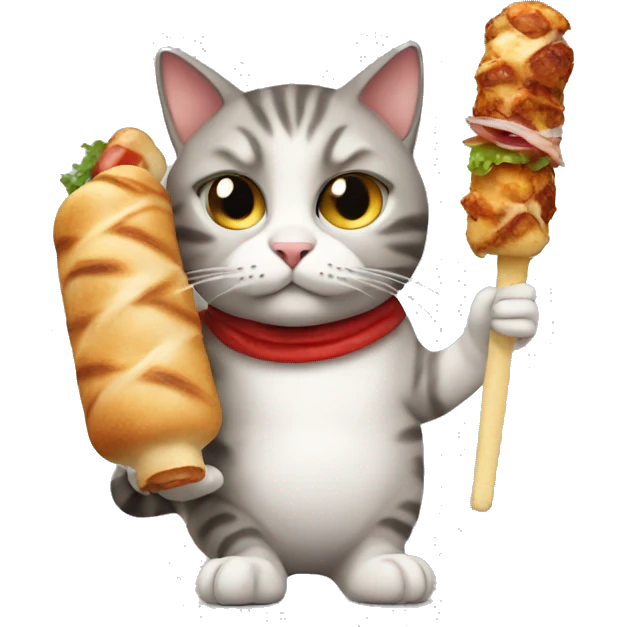 cat with kebab emoji