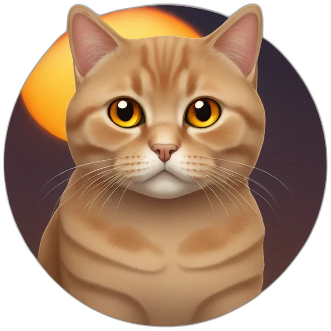 A sitting red british shorthair cat with orange eyes emoji
