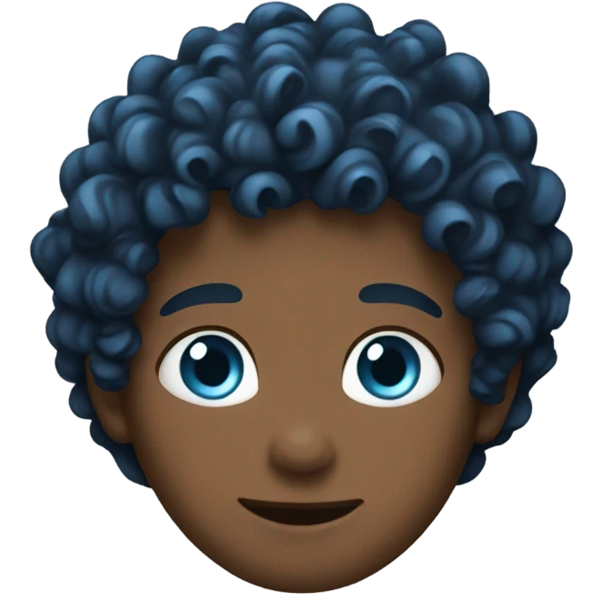 Boy with curly hair and ocean blue eyes emoji