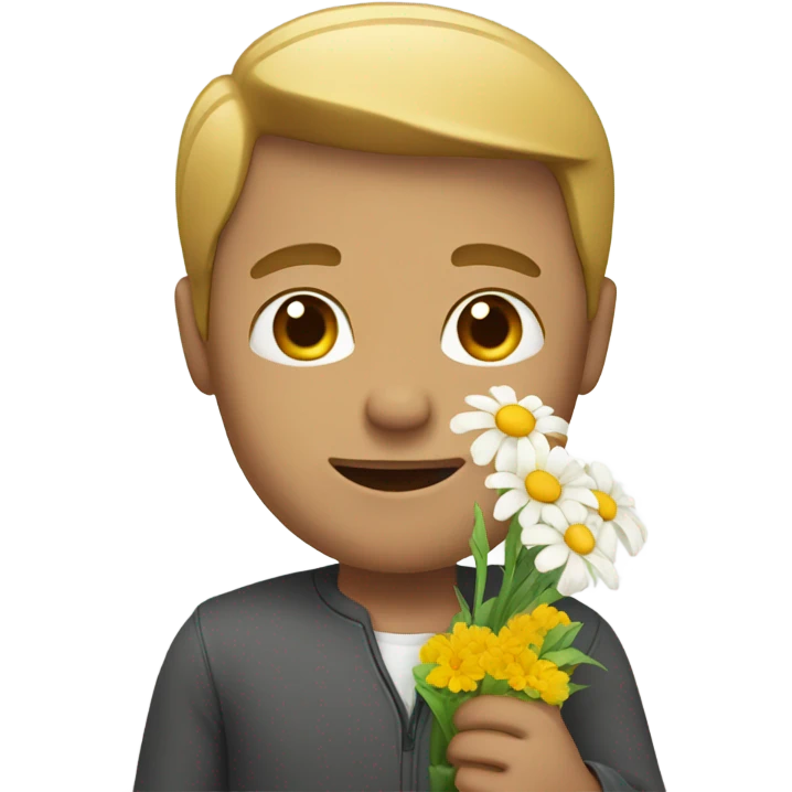 White man giving flowers emoji