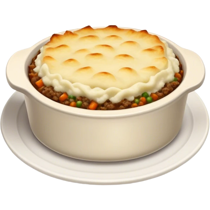 Cinematic Realistic Shepherd's Pie Dish Emoji, depicted with rich, savory minced lamb and vegetable filling topped with creamy mashed potatoes, rendered with exquisite detail and natural warm lighting that highlights its homestyle appeal. emoji