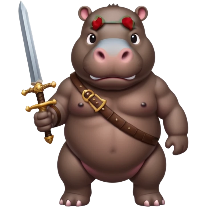 hippo with sword strapped to his front emoji