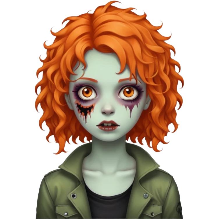 girl zombie with orange curly hair emo emoji