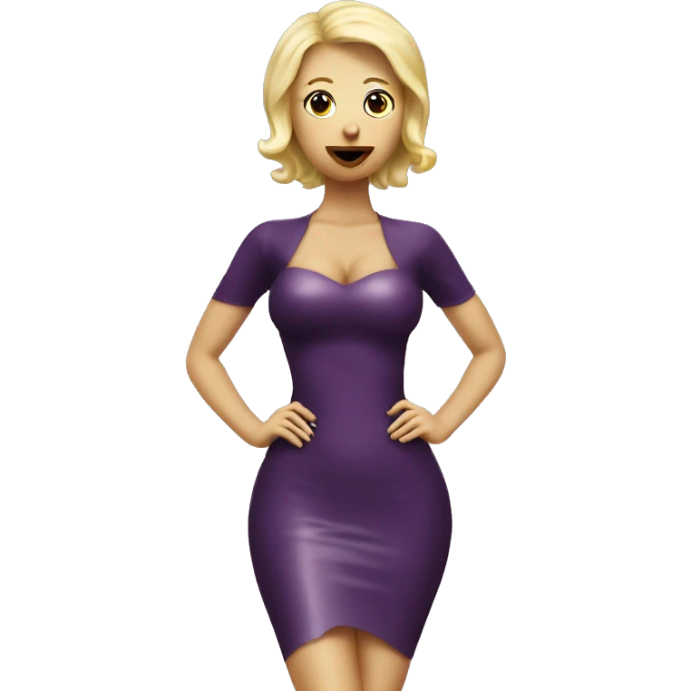 Latex dress blond girl eat aubergine emoji