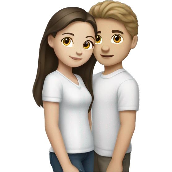 White brunette girl with white brunette boy emoji
