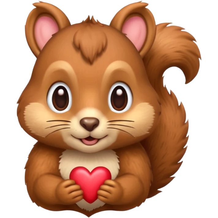 squirrel emoji with hearts completely replacing the eyes, apple emoji style, no text emoji