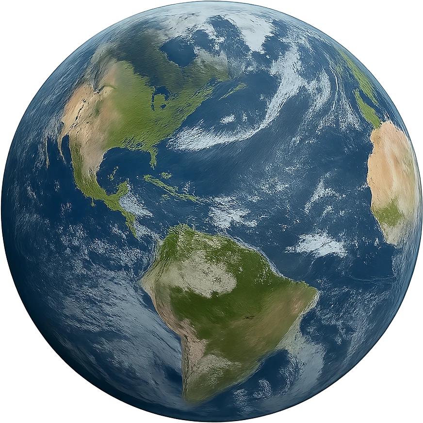 realistic planet earth sphere, no background emoji