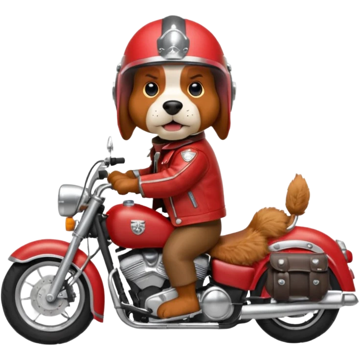 extremely angry bassett hound on a motorcycle emoji