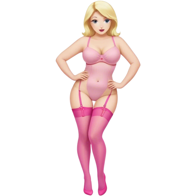 Curvy blonde sfw pink nylon stocking pose emoji