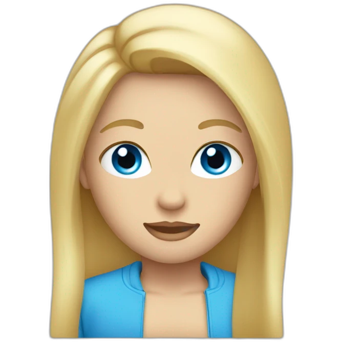 blond straigh hair emoji with blue eye  emoji